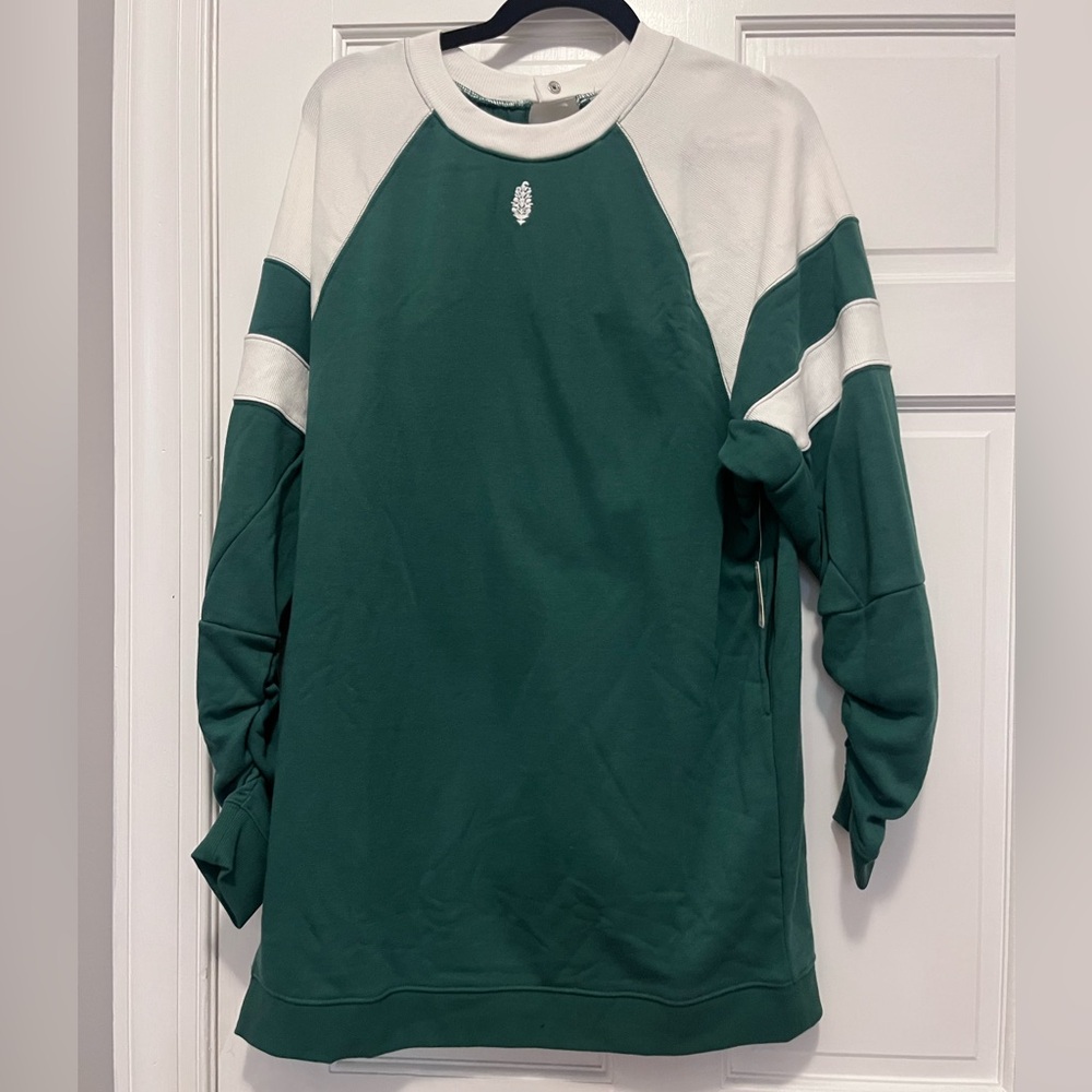 NWT Free People Green and White Sweatshirt Dress
